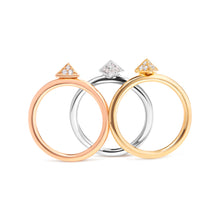Load image into Gallery viewer, 14K Tri Color Gold 1/3 Cttw Diamond Pyramid Stackable Band Ring Set (G-H Color, SI1-SI2 Clarity) - Size 7
