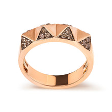 Load image into Gallery viewer, 14K Rose Gold 1/4 Cttw Brown Diamond Pyramid Band Ring (Brown Color, SI1-SI2 Clarity)- Size 7
