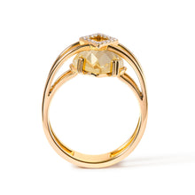 Load image into Gallery viewer, 14K Yellow Gold 15x15 MM Marquise Cut Yellow Topaz and Diamond Accent Statement Cocktail Ring (G-H Color, SI1-SI2 Clarity)
