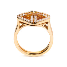 Load image into Gallery viewer, 14K Yellow Gold Marquise-Cut Yellow Citrine and 1/3 Cttw Diamond Halo Cocktail Ring (G-H Color, SI1-SI2 Clarity) - Size 7
