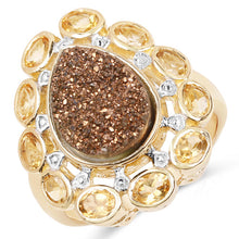 将图片加载到图库查看器，5.14 Carat Genuine Bronze Drusy and Citrine .925 Sterling Silver Ring
