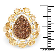 将图片加载到图库查看器，5.14 Carat Genuine Bronze Drusy and Citrine .925 Sterling Silver Ring
