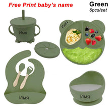 Load image into Gallery viewer, Baby Feeding Plate Set Suction Bowl Silicone Tableware 6PCS
