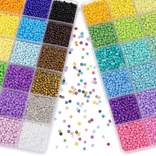 Load image into Gallery viewer, 5200Pcs Glass Rice Beads Jewelry Making Kit – 24-Grid Box for DIY Bracelets, Earrings &amp; Kandi Accessories | Handmade Craft Supplies Set
