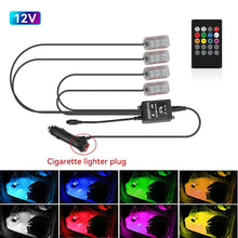 Load image into Gallery viewer, LED Car Interior Ambient Lights Kit - RGB Foot Strip Lighting with Remote &amp; App Music Control
