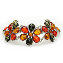 将图片加载到图库查看器，Fashion Hot Beautiful Flower Baltic Created Honey Multicolor Link Women's Wedding Bangle Bracelet L80401

