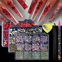 Load image into Gallery viewer, 12 Grid Diamond Jewelry Set for Nail Art - Luxe Rhinestone Decorations
