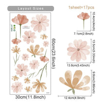 Load image into Gallery viewer, Boho Flowers Wall Stickers Child Watercolor Bedroom Living Room Home Decor Art Eco-frienly Removable Decals PVC Murals
