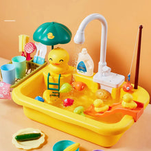 Load image into Gallery viewer, Kids Kitchen Sink Toys Electric Dishwasher Playing Toy With Running Water Pretend Play Food Fishing Toy Role Playing Girls Gift
