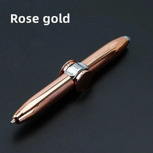Load image into Gallery viewer, LED Gyro Spinner Pen – Multifunctional Metal Fidget Ballpoint Pen with Light | Stress Relief Spinning Pen for Writing, Focus &amp; Gifts
