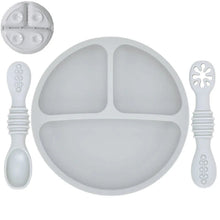 Load image into Gallery viewer, Silicone Baby Sucker Plate &amp; Rice Spoon Set Cute Cartoon Tableware
