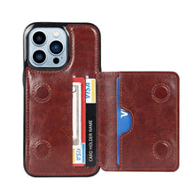 Load image into Gallery viewer, Leather Phone Cover For iPhone 13 Pro Max 12 Mini 11 XS Max XR X Luxury Brown Card Holder Protection Case Luxury Back Cover Wallet Case For Cards 3 Compartments Card Holder for Women
