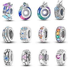 将图片加载到图库查看器，100% 925 Sterling Silver Rainbow Zircon Butterfly Dragon Silicone Stopper Charms - Colorful Beads for DIY Bracelets, Customizable Jewelry for All Occasions
