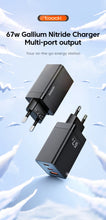 Load image into Gallery viewer, Toocki 67W GaN Charger Quick Charge 4.0 PD3.0 Fast Charging Type C Charger for Macook iPhone 14 13 12 Pro Max Samsung S23 Xiaomi

