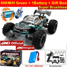 Load image into Gallery viewer, 4WD RC Off-Road Car - 1:16 High-Speed Brushless Truck, 50-80KM/H, 4x4 Drift Racing Toy for Kids &amp; Adults
