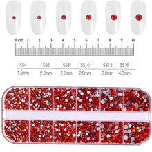 Load image into Gallery viewer, 2400+ Shiny Clear Crystal Nail Rhinestones - Mixed Sizes &amp; Shapes Flatback Gems
