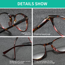 将图片加载到图库查看器，BARCUR Simple Men’s Presbyopia Glasses Comfortable Lightweight Leopard Pattern PC Anti-Slip Round Frame Transparent Acrylic Lenses for Women’s Reading Glasses
