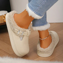 Load image into Gallery viewer, Winter Warm Fluffy Clogs Slippers Women Eva Waterproof Non Slip Home Slides Woman Lightweight Soft Sole Fuzzy Cotton Slippers

