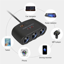 Load image into Gallery viewer, 3 in 1 USB Type C Socket 120W Car Cigarette Lighter Splitter 12V 24V Fast Charger Phone Power Adapter for Car DVR GPS Dashcam
