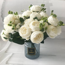 Load image into Gallery viewer, 30cm Rose Pink Silk Peony Artificial Flowers Bouquet 5 Big Head and 4 Bud Cheap Fake Flowers for Home Wedding Decoration indoor
