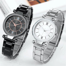 将图片加载到图库查看器，Luxury Rose Gold Stainless Steel Watches Female Classic Round Dial Quartz Watch Women Business Wristwatches Wrist Jewelry Reloj
