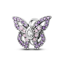 将图片加载到图库查看器，100% 925 Sterling Silver Rainbow Zircon Butterfly Dragon Silicone Stopper Charms - Colorful Beads for DIY Bracelets, Customizable Jewelry for All Occasions
