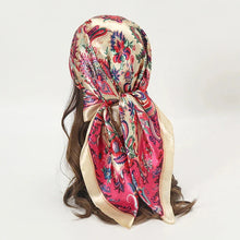 Load image into Gallery viewer, Satin Square Scarf – Elegant 2025 Print Hijab, Shawl &amp; Hair Wrap
