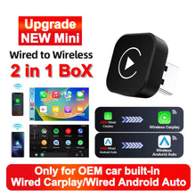 Load image into Gallery viewer, NEW 2in1 Wireless CarPlay AI Mini Android Auto Box Plug&amp;Play Automatic Connection Compatible with 99% of Cars For Car Radio
