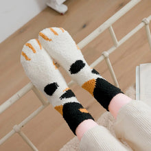 Load image into Gallery viewer, Women Winter Warm Fluffy Socks Cute Animal Claw Cat Paw Footprint Fuzzy Socks Female Thick Coral Fleece Home Floor Sleep Socks
