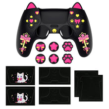 Load image into Gallery viewer, PlayVital Silicone Cover w/Joystick Caps and Sticker for ps5 Controller,  for ps5 Charging Dock - Sweetheart Kitty Black
