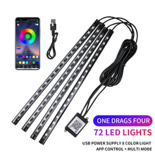 Load image into Gallery viewer, Neon LED Car Interior Ambient Light Kit – RGB Foot Strip Lighting with APP &amp; Remote Control, Music Sync Car Decor Lamp
