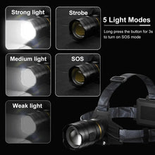将图片加载到图库查看器，COBA Powerful XHP360 36-core Headlamp Flashlight 18650 Rechargeable ZOOM Head Flashlights High Power Head Lamp Fishing Headlight
