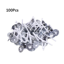 Load image into Gallery viewer, 120Pcs Waxed Cotton Candle Wicks with Metal Stand – Smokeless Pre-Waxed Wick Set for DIY Candle Making, Soy &amp; Paraffin Wax Supplies
