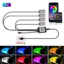 Load image into Gallery viewer, LED Car Interior Ambient Lights Kit - RGB Foot Strip Lighting with Remote &amp; App Music Control

