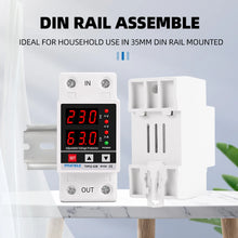 Load image into Gallery viewer, Dual Display 40A 63A 230V Din Rail Adjustable digital Over Under Voltage Relay Surge Protector  Limit Over Current Protection
