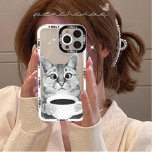 Load image into Gallery viewer, Cute Cat Phone Case for iPhone 11 12 13 Mini Pro Max 14 Pro Max Case shell  Blank Printable Phone Case for Soft Rubber Cool Polish  Phone Case
