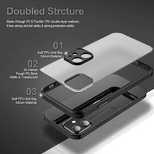 Load image into Gallery viewer, Shockproof Armor Case For iPhone 14 13 12 11Pro Max XR XS X Black Men Luxury Silicone Bumper Clear Hard Cover Silicone Armor Bumper Clear Hard Cover

