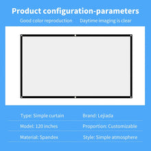 将图片加载到图库查看器，16:9 Portable Projector Screen Simple Projector Curtain 72/84/100/120/150 inch HD Display Screen Home Cinema Theater Movie Home

