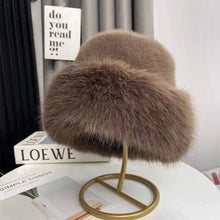 将图片加载到图库查看器，Fluffy Fur Fisherman Hat For Women Winter Plush Ear Protection Cap Windproof Warm Female Panama Caps Solid Fashion Bucket Hat
