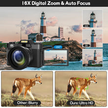 Load image into Gallery viewer, Compact Digital Photography Camera 4K WIFI Webcam Retro Vlog Recorder YouTube 64MP Camcorder 3 Inch Flip Screen Wide Angle Lens
