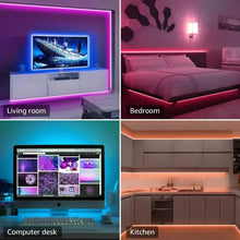 将图片加载到图库查看器，RGB LED Strip Light SMD 5050 USB Remote&amp;APP Control Bluetooth Flexible Tape Diode Ribbon for TV Backdrop Living Room Bedroom
