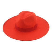 Load image into Gallery viewer, Fashionable Fedora Hats Women Wide Brim Dress Caps  Women's Fedora Hats Elegant Wide Brim Fedora Hat  Wedding Men Hat Warm Retro Style Belt 56-58cm
