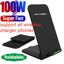 将图片加载到图库查看器，100W Wireless Charger Stand Pad For iPhone 14 13 12 11 X Pro Max 8 Samsung S22 S20 S10 Xiaomi Fast Charging Station Phone Holder
