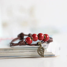 Load image into Gallery viewer, Traditional Boondoggle Colored Glaze Ceramic Bracelets Beads Folk Style Women's Fashion Jewelry Free Shipping #1618

