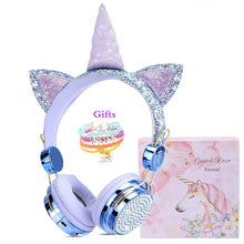 Load image into Gallery viewer, Cute Unicorn Headphones 3D Stereo Music Kids Headphones With Microphone Girls Cell Phone Children's Wired Headset Gamer Gift
