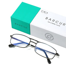 Load image into Gallery viewer, BARCUR Fashion Business Presbyopia Eyeglasses for Men and Women Ultra-Light Double Bar Alloy Rectangular Small Frame Transparent HD Reading Glasses
