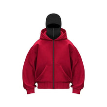 将图片加载到图库查看器，Men’s &amp; Women’s Sports Hoodie with Built-In Mask – Fleece Zip-Up Plus Size Casual Sweatshirt for Autumn &amp; Winter
