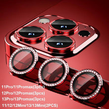 Load image into Gallery viewer, Diamond Camera Case For iPhone 14 13 Pro Max 12 Pro Max Camera Lens Protector Cover For iPhone11 Pro 12Pro Tempered Glass HD Clear Tempered Glass Camera Protector

