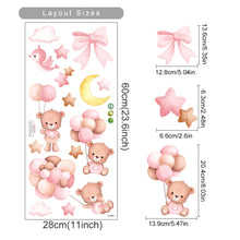 将图片加载到图库查看器，Pink Cartoon Bear Wall Stickers for Kids &amp; Nursery Room Decor
