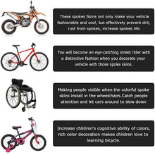 Load image into Gallery viewer, 72pcs Bicycle Wheel Spoked Protector Wraps 24cm Wheel Rim Spoke Wrap Kit for Motorcycle Bike Color Rims Skin Trim Covers Pipe

